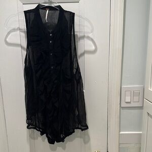 Free People Black Sheer Blouse